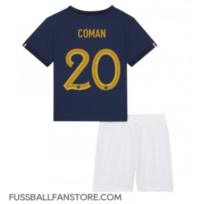 Frankreich Kingsley Coman #20 Replik Heimtrikot Kinder WM 2022 Kurzarm (+ Kurze Hosen)